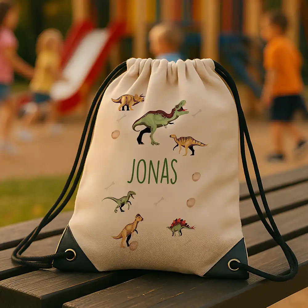 Personalisierter Turnbeutel mit Namen - Dinos