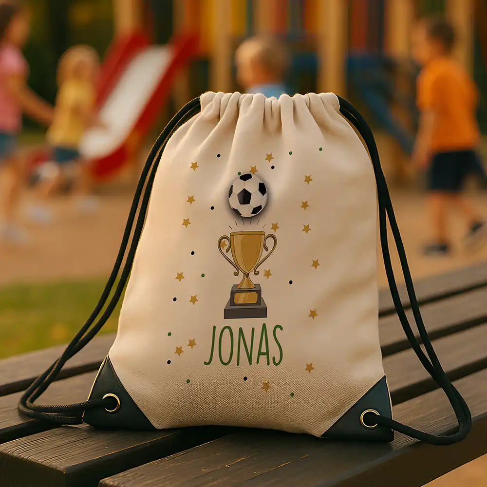 Personalisierter Turnbeutel mit Namen - Fußball Pokal