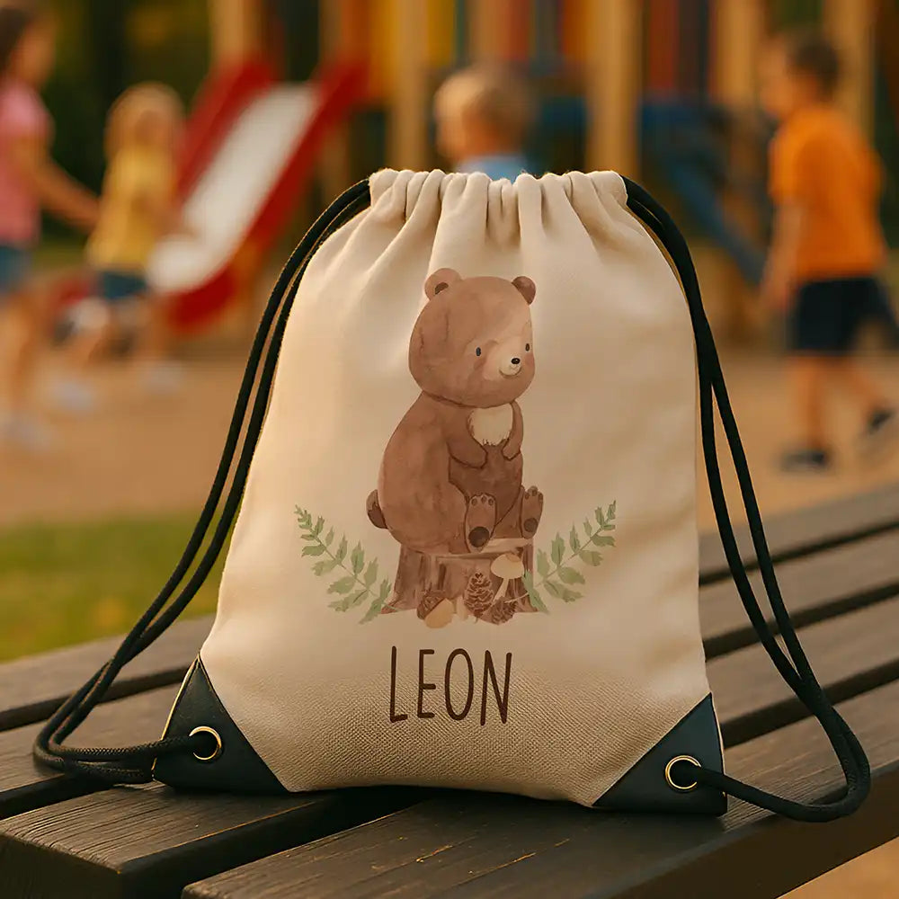 Personalisierter Turnbeutel mit Namen - Bär