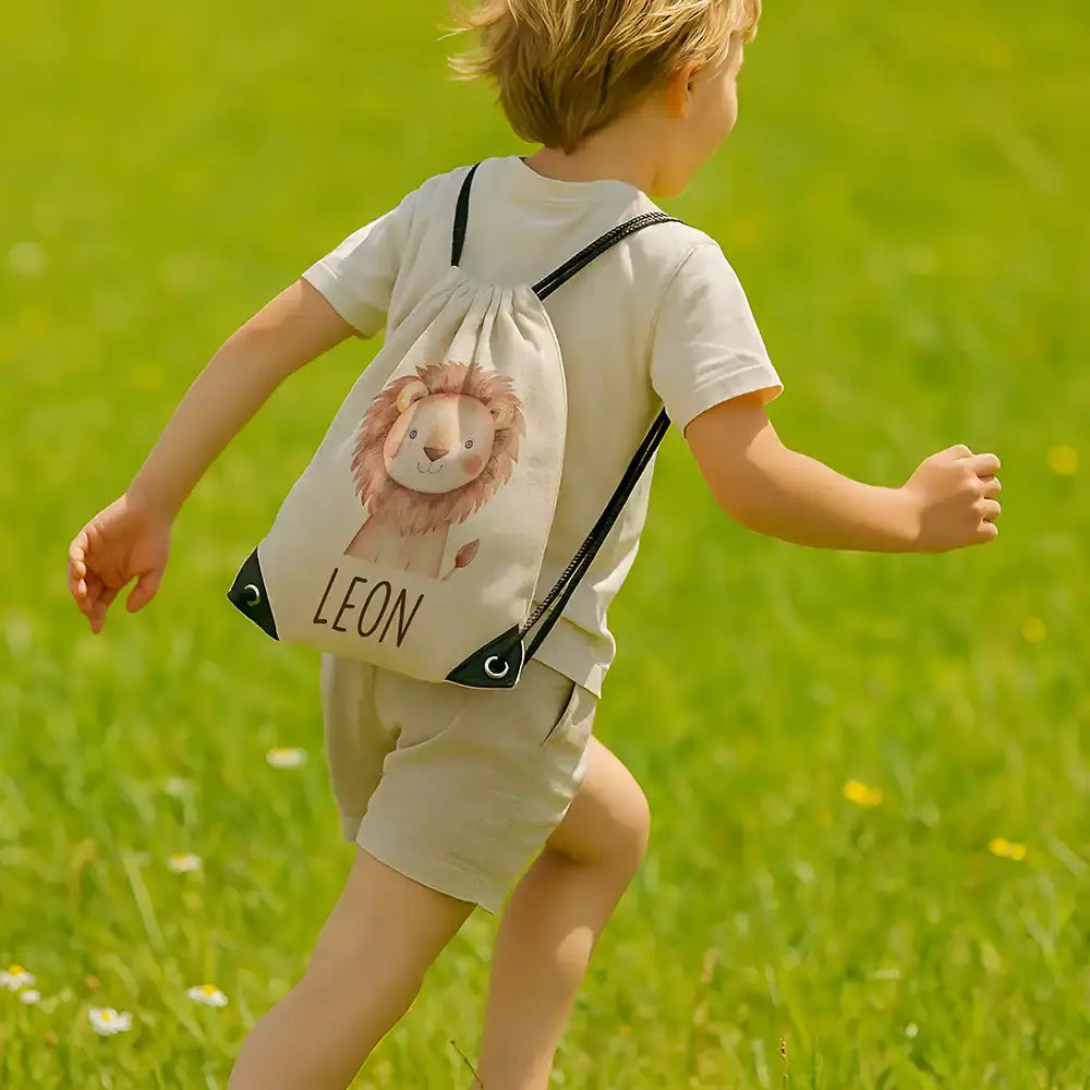Personalisierter Turnbeutel mit Namen - Löwe