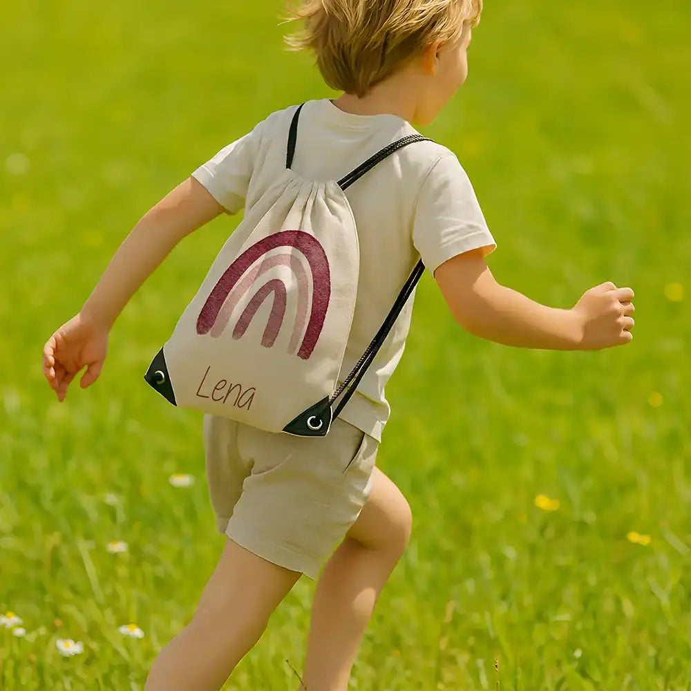 Personalisierter Turnbeutel mit Namen - Regenbogen