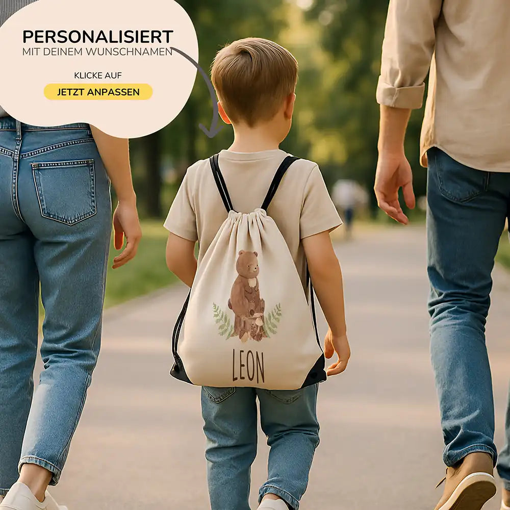 Personalisierter Turnbeutel mit Namen - Bär