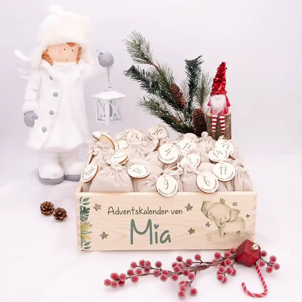 Personalisierte Adventskiste zum Befüllen - Elefant
