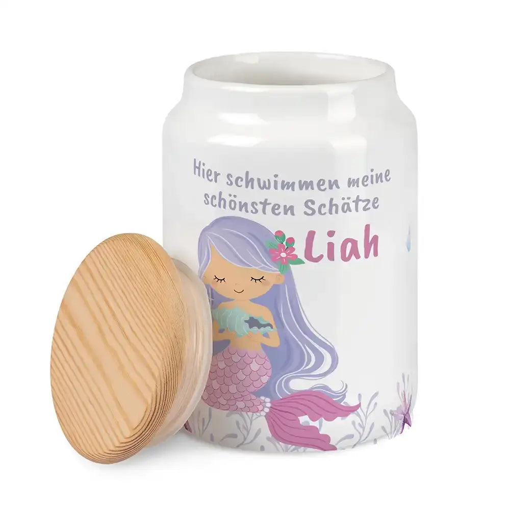 Personalisierbare Keksdose mit Name - Meerjungfrau