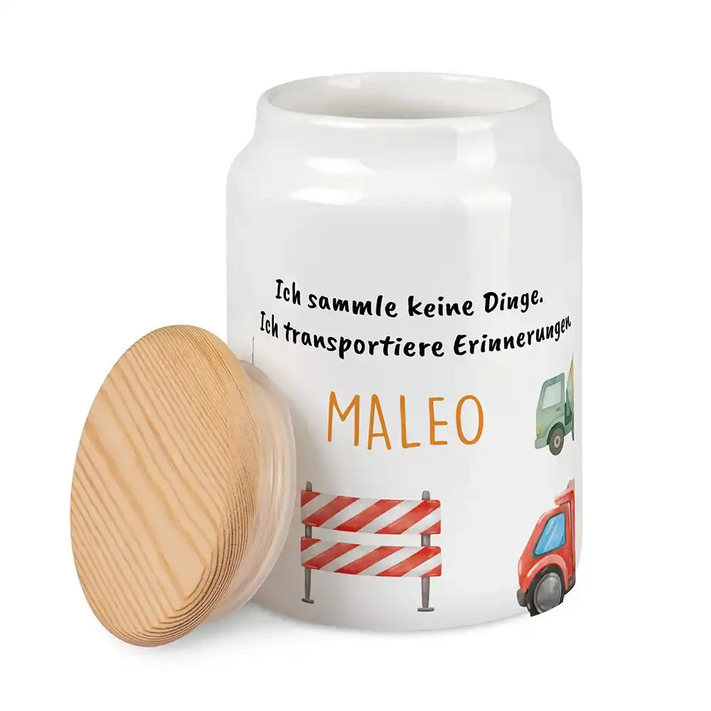 Personalisierbare Keksdose mit Name - Baustelle