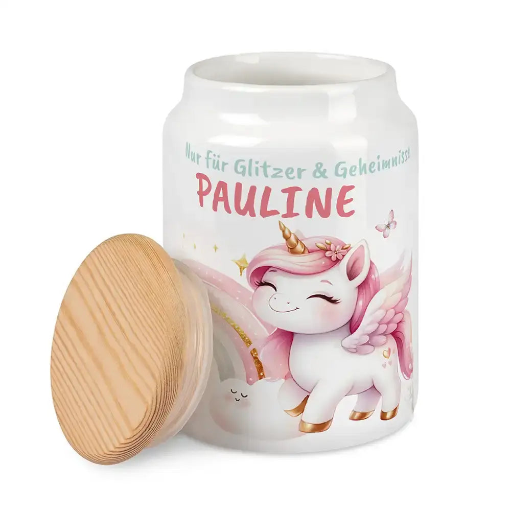 Personalisierbare Keksdose mit Name - Zauberhaftes Einhoen