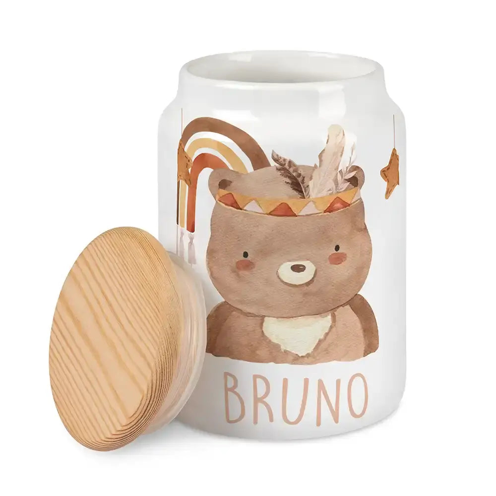 Personalisierbare Keksdose mit Name - Boho Bär