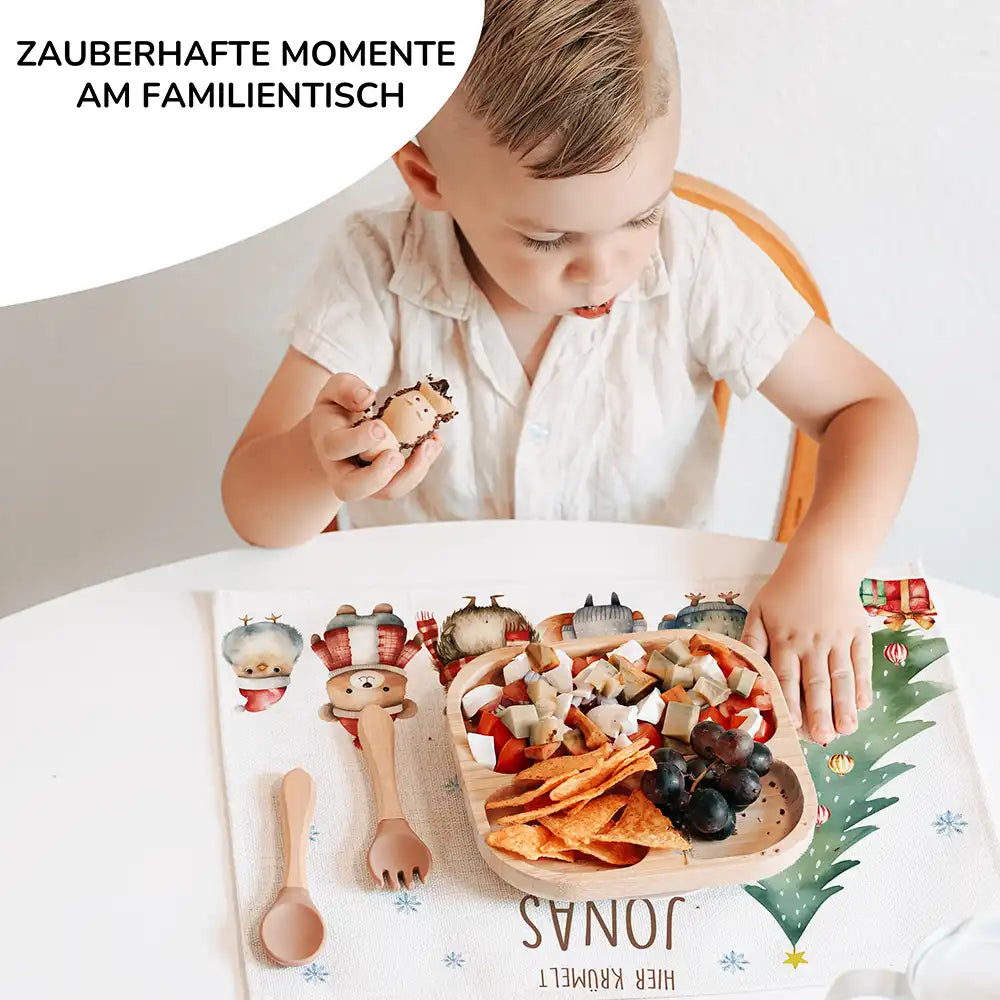 Tischset Kinder personalisiert Weihnachtsmotiv - Zauberpfötchen