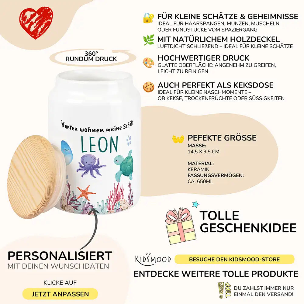Personalisierbare Keksdose mit Name - Unterwasserwelt