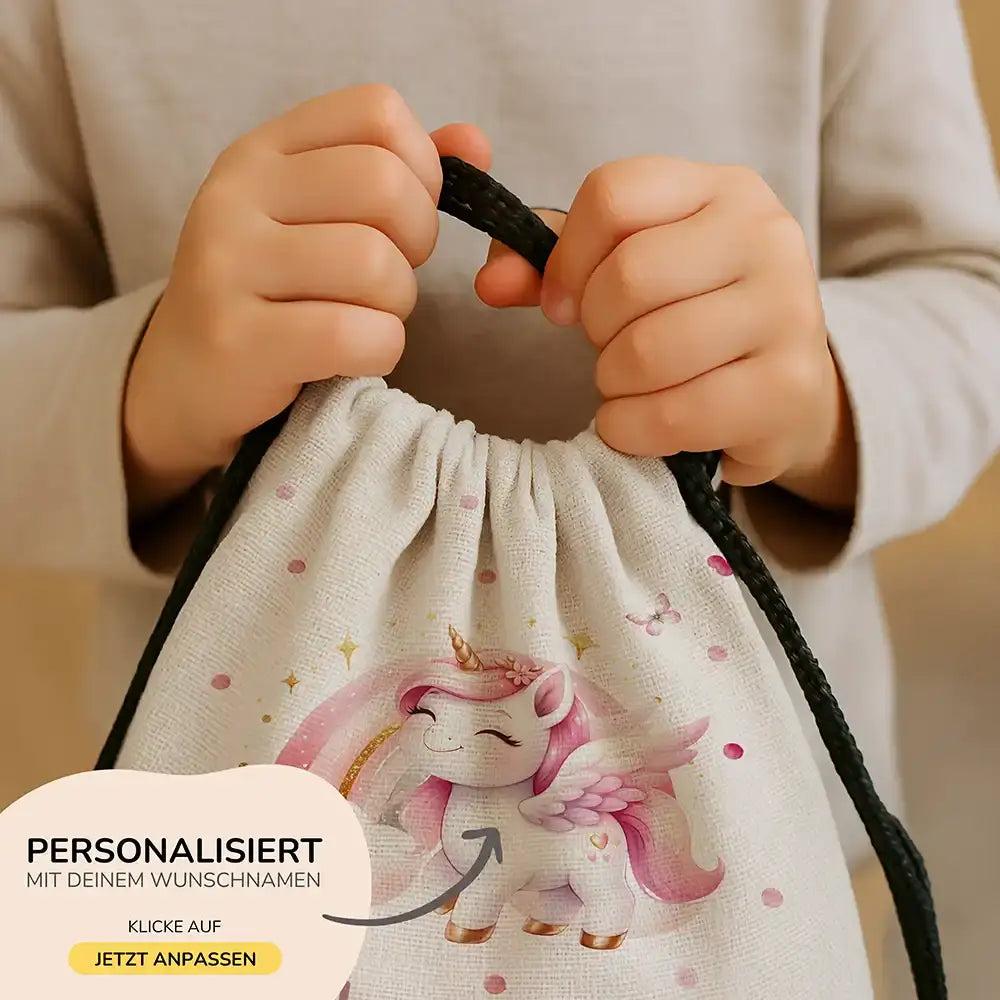 Personalisierter Turnbeutel mit Namen - Zauberhaftes Einhorn