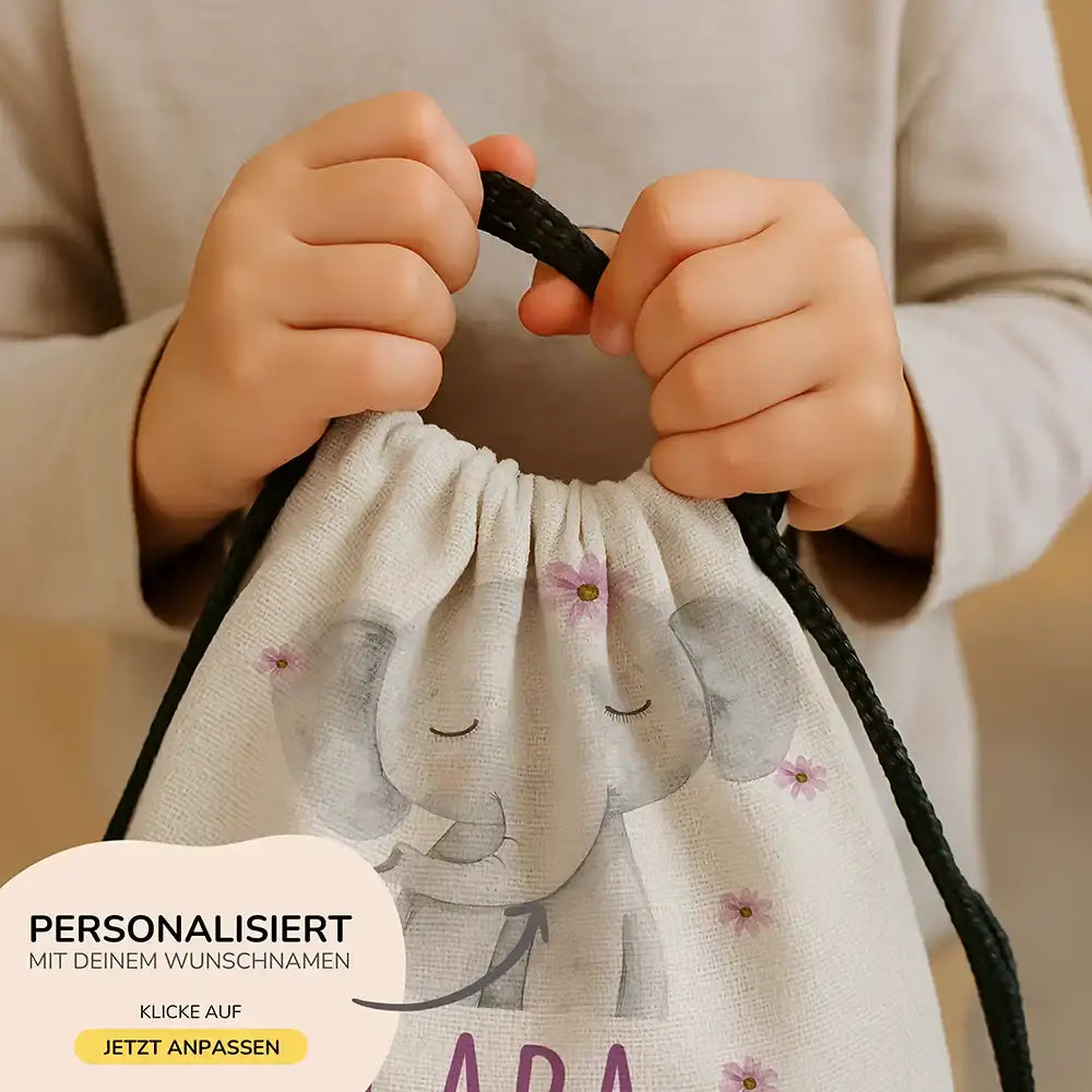 Personalisierter Turnbeutel mit Namen - Elefant