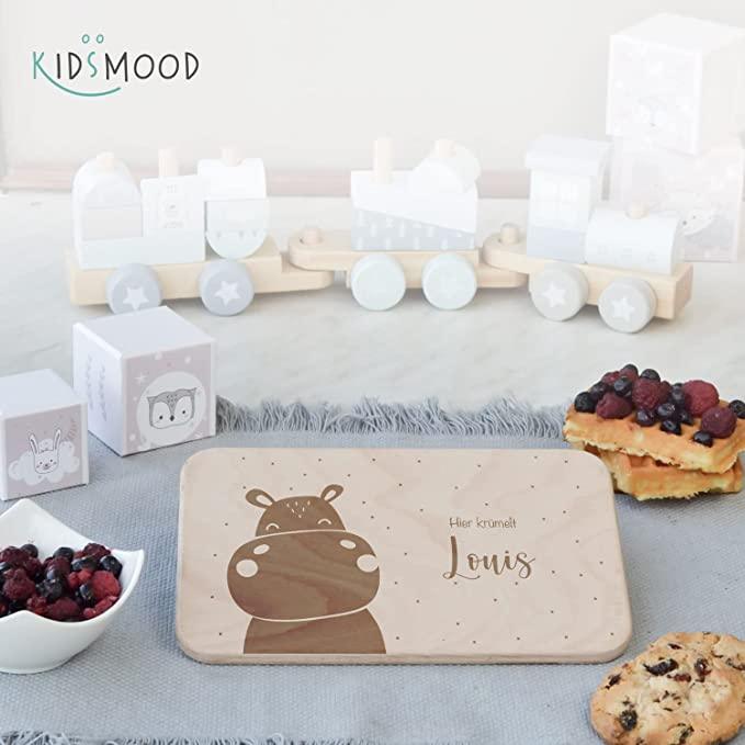 high-quality personalized hippo breakfast board for kid