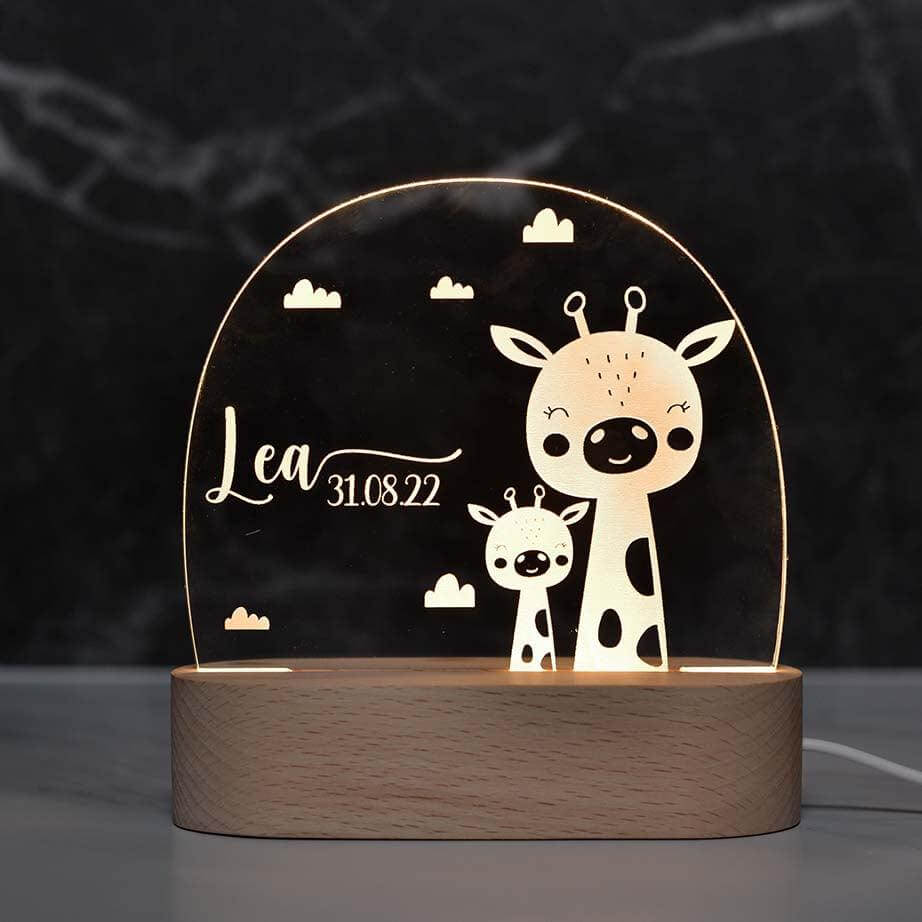 personalized giraffe night lamp with custom name