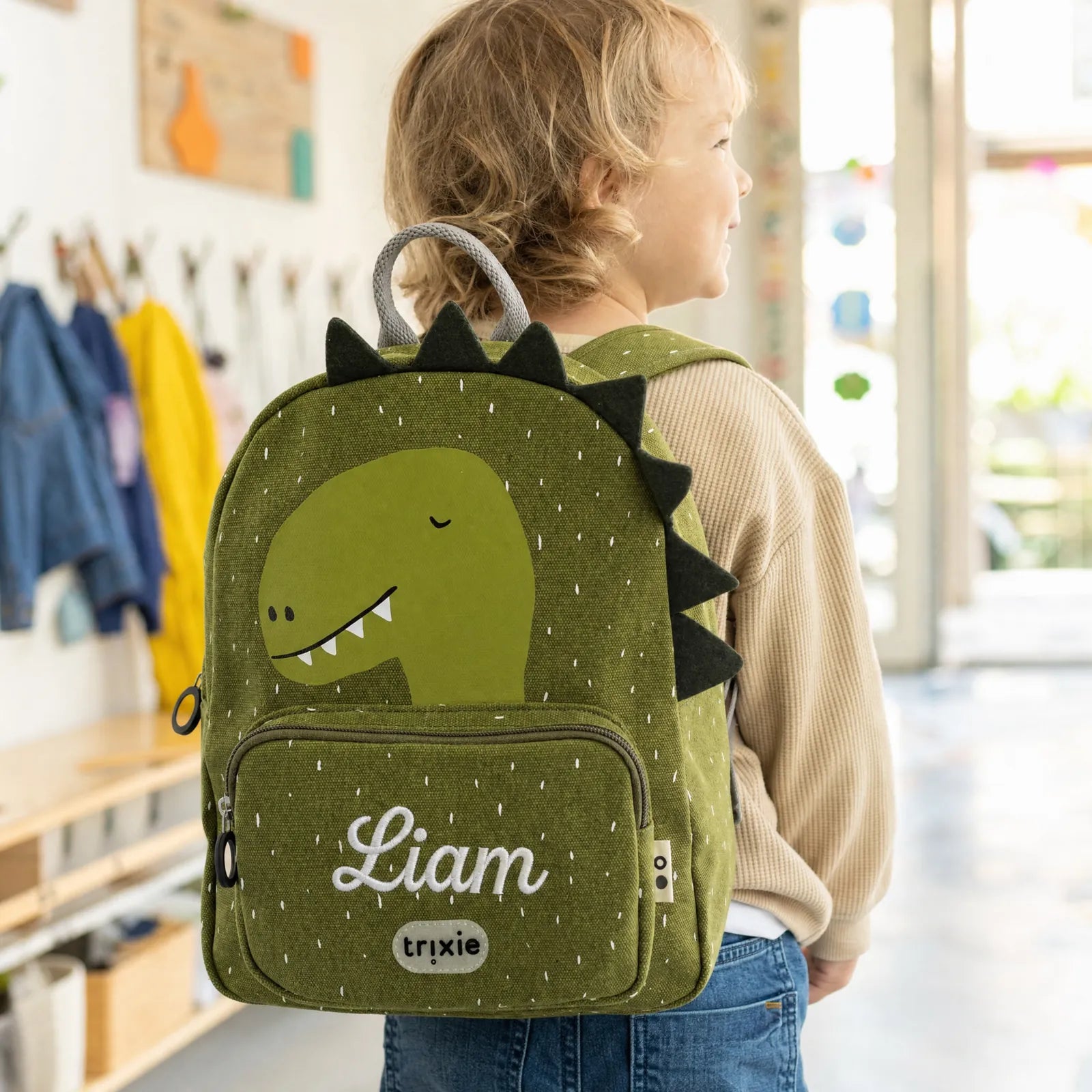 Sac à dos maternelle Trixie personnalisé avec prénom brodé — motif Dino