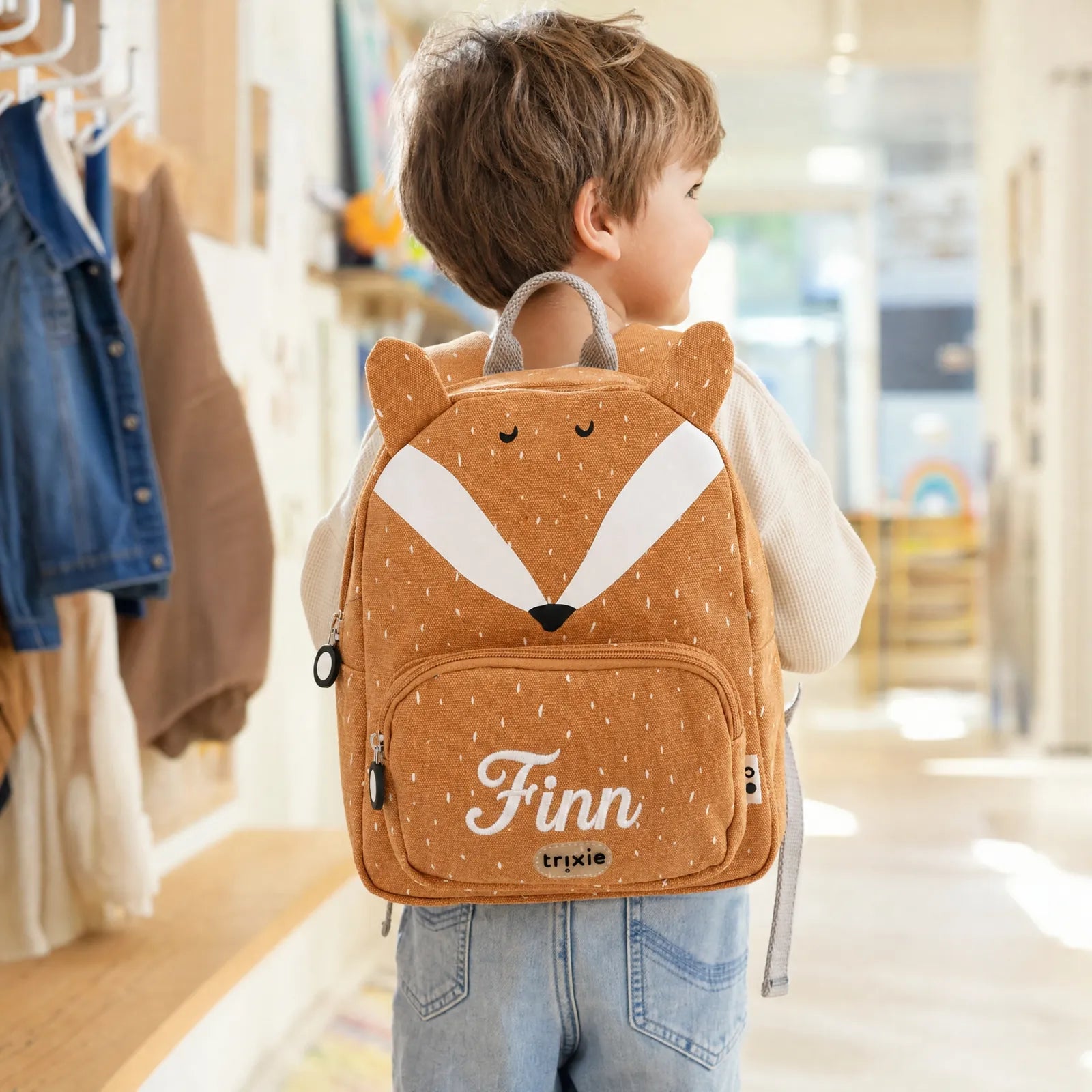 Rentrée maternelle — sac à dos enfant personnalisé avec prénom brodé motif renard
