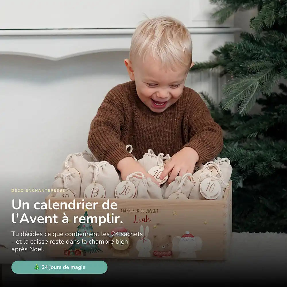 Calendrier de l'avent personnalisé, motif Bonnets rouges — Vue principale | Kidsmood