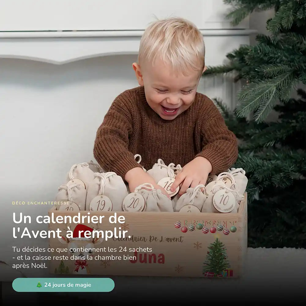 Calendrier de l'avent personnalisé, motif Faon en bonnet — Vue principale | Kidsmood