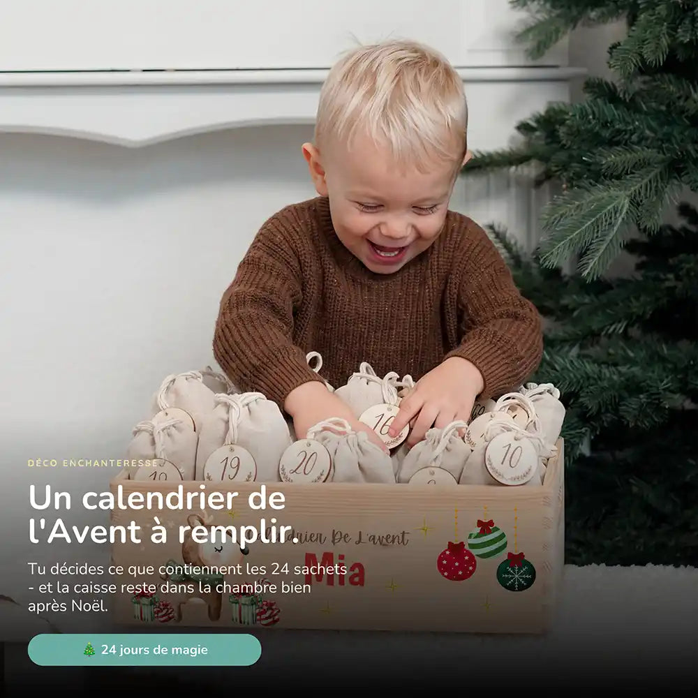 Calendrier de l'avent personnalisé, motif Faon au foulard — Vue principale | Kidsmood