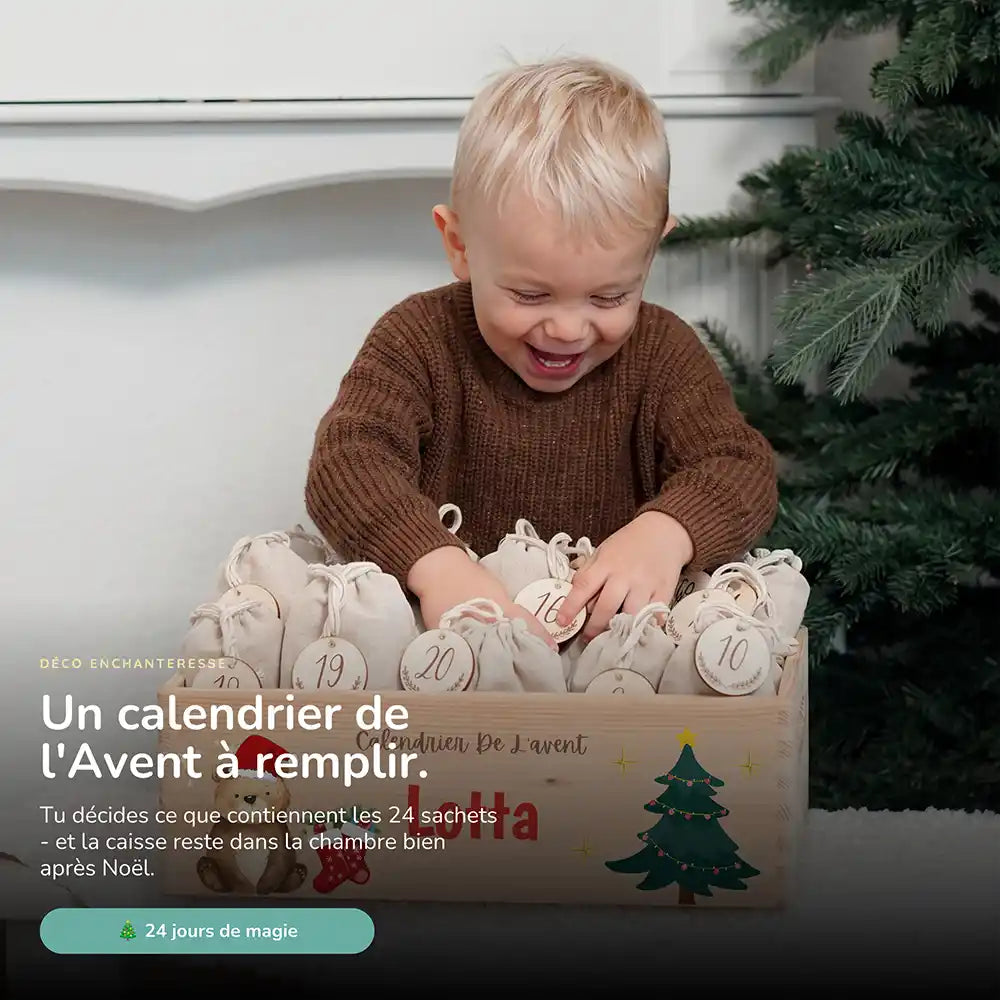 Calendrier de l'avent personnalisé, motif Ours et chaussettes — Vue principale | Kidsmood