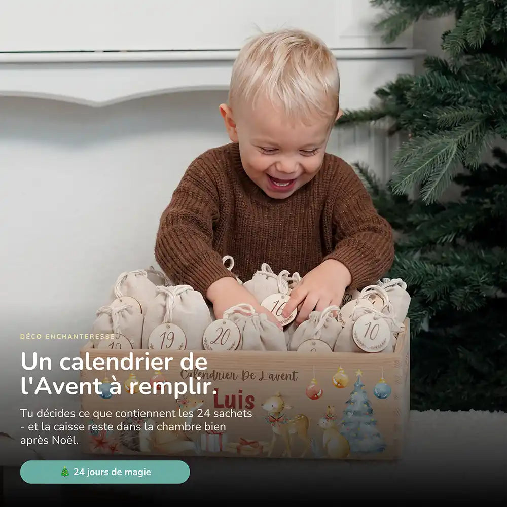 Calendrier de l'avent personnalisé, motif Renard doré — Vue principale | Kidsmood