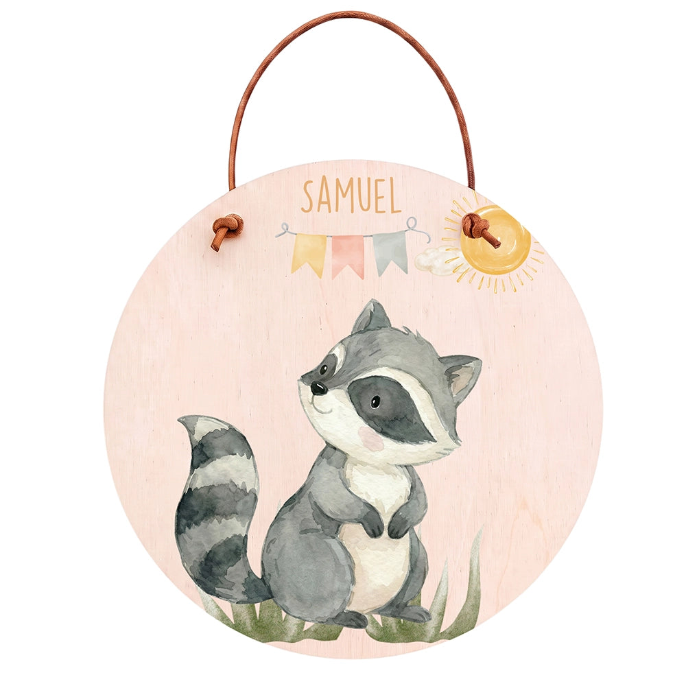 Plaque de porte personnalisée, motif Raton et fanions — Vue principale | Kidsmood