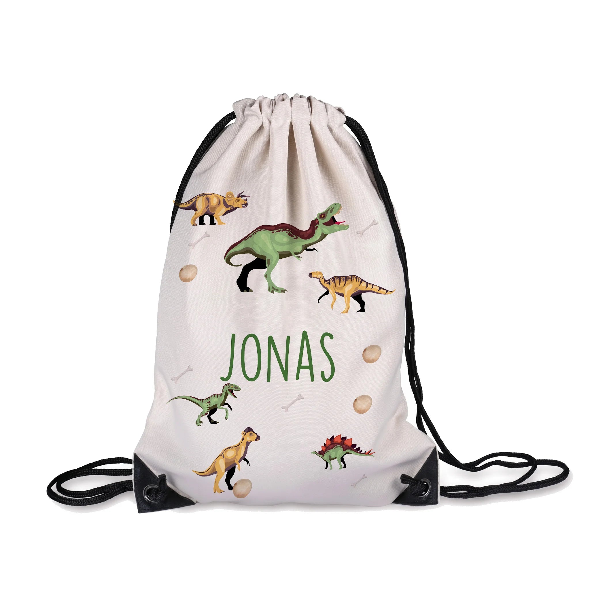 Sac de sport enfant personnalisé avec prénom, motif dinosaures — Kidsmood