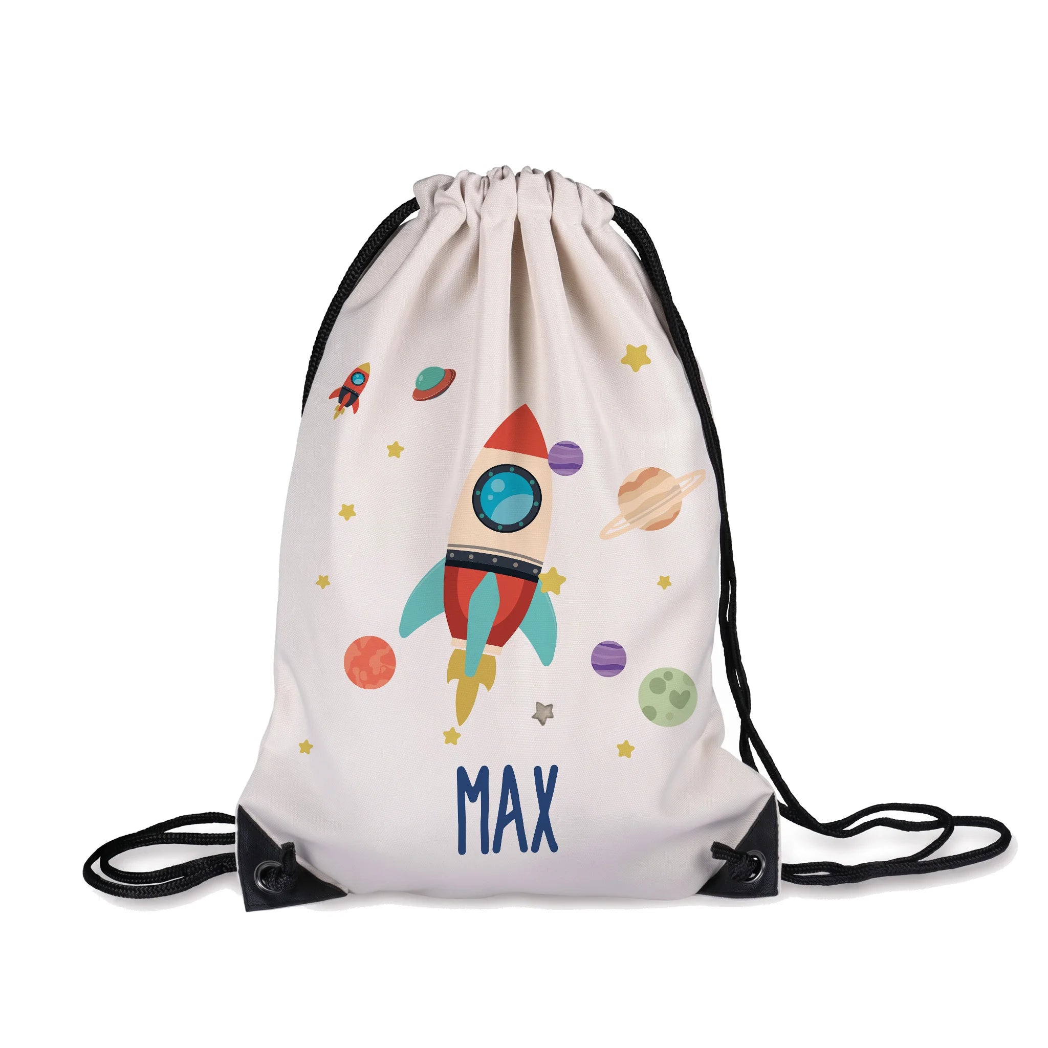 Sac de sport enfant personnalisé avec prénom, motif fusée spatiale — Kidsmood