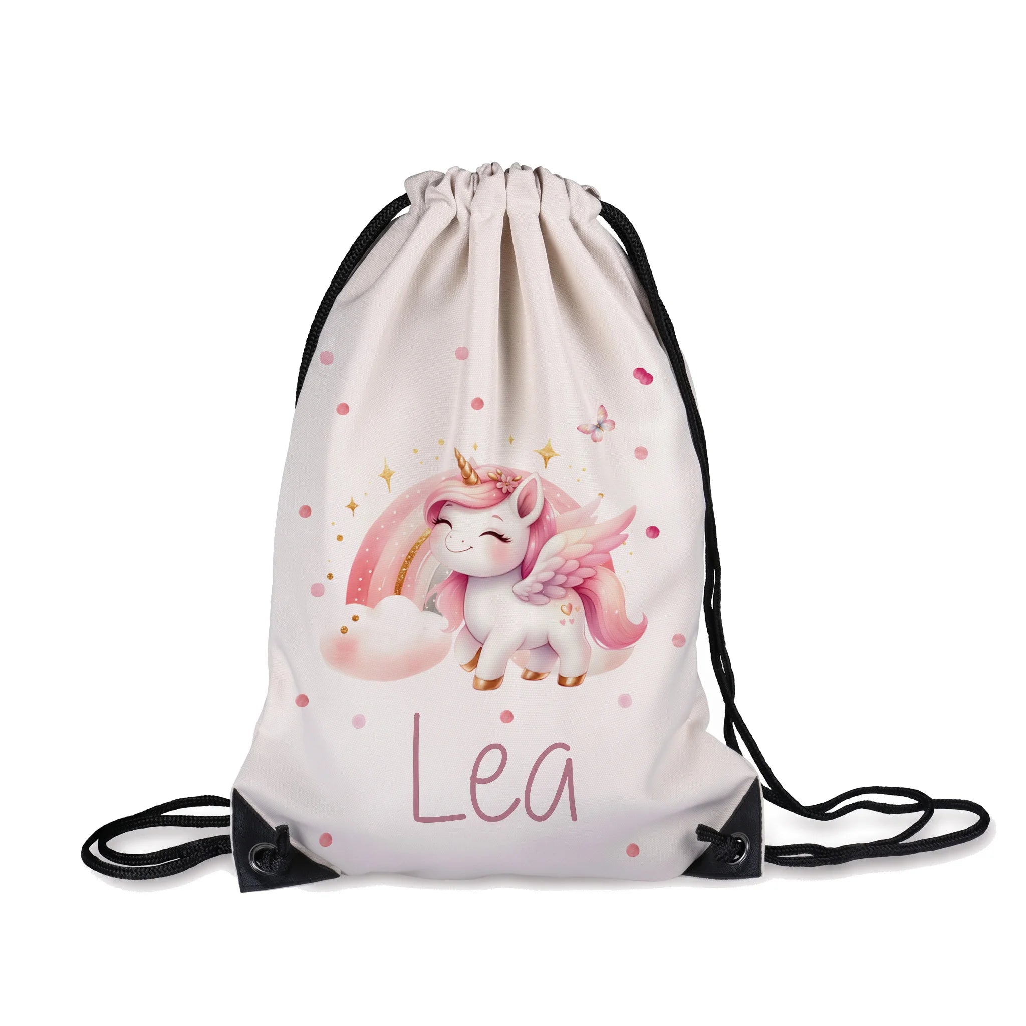 Sac de sport enfant personnalisé avec prénom, motif licorne ailée — Kidsmood