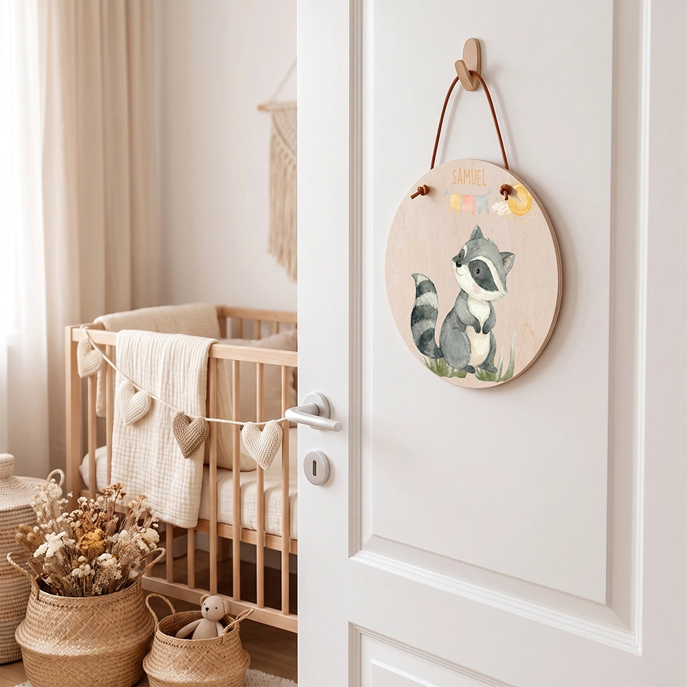 Plaque de porte personnalisée, motif Raton et fanions — Accrochée à la porte de la chambre | Kidsmood