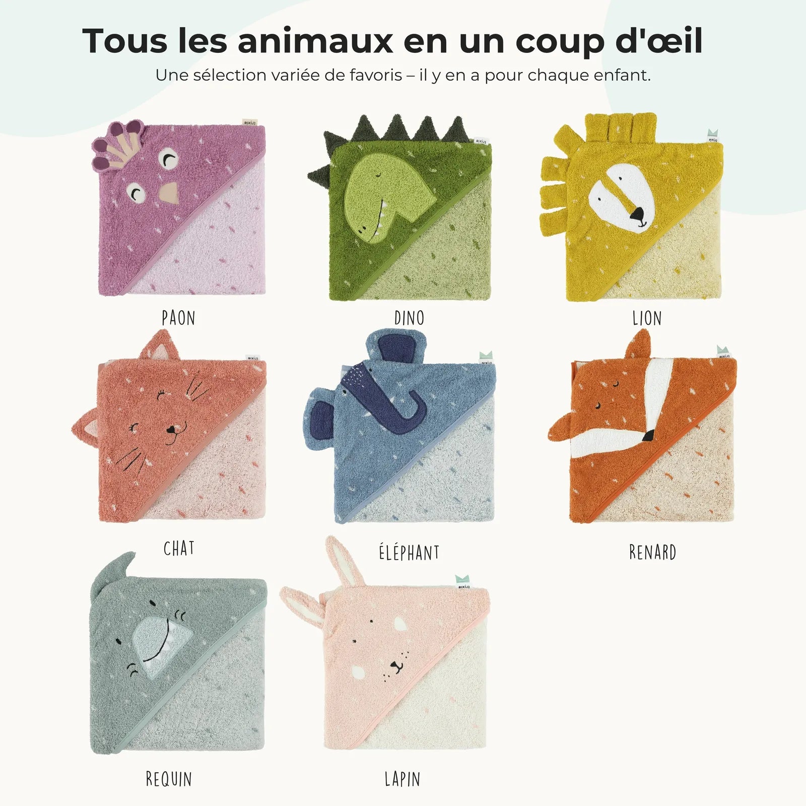 Sortie de bain bébé Dino, prénom brodé au fil — Kidsmood