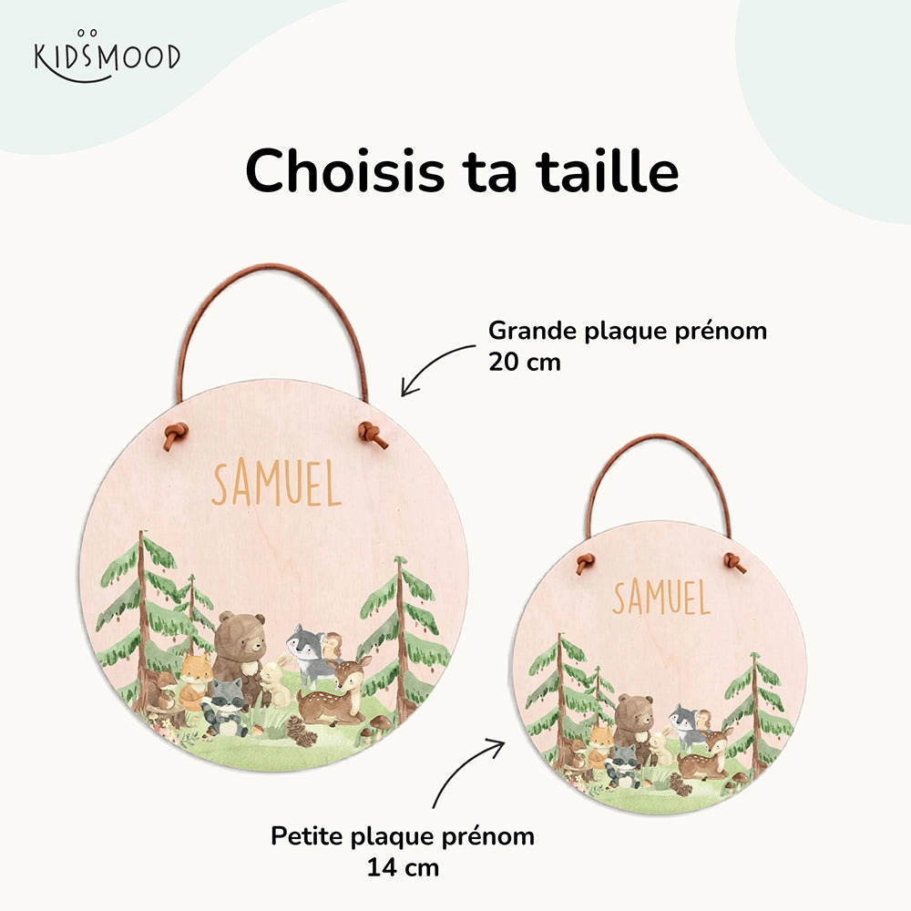Plaque de porte personnalisée, motif Amis de la forêt — Les deux tailles au choix | Kidsmood