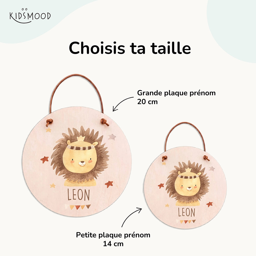Plaque de porte personnalisée, motif Lion couronné — Les deux tailles au choix | Kidsmood