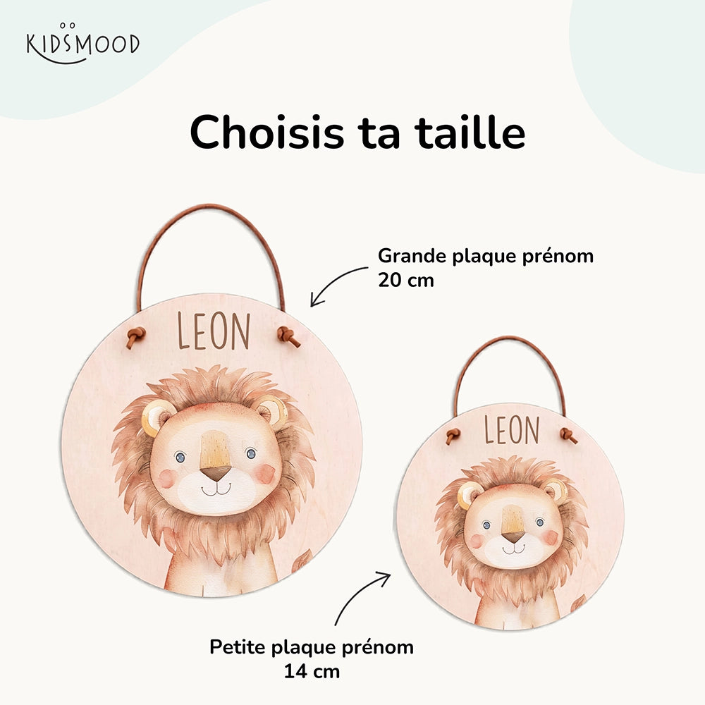 Plaque de porte personnalisée, motif Lion — Les deux tailles au choix | Kidsmood
