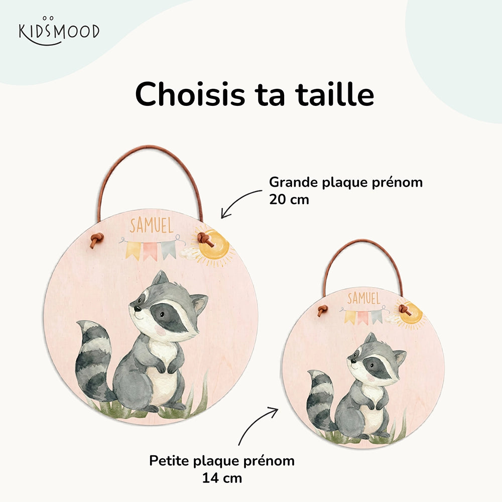 Plaque de porte personnalisée, motif Raton et fanions — Les deux tailles au choix | Kidsmood