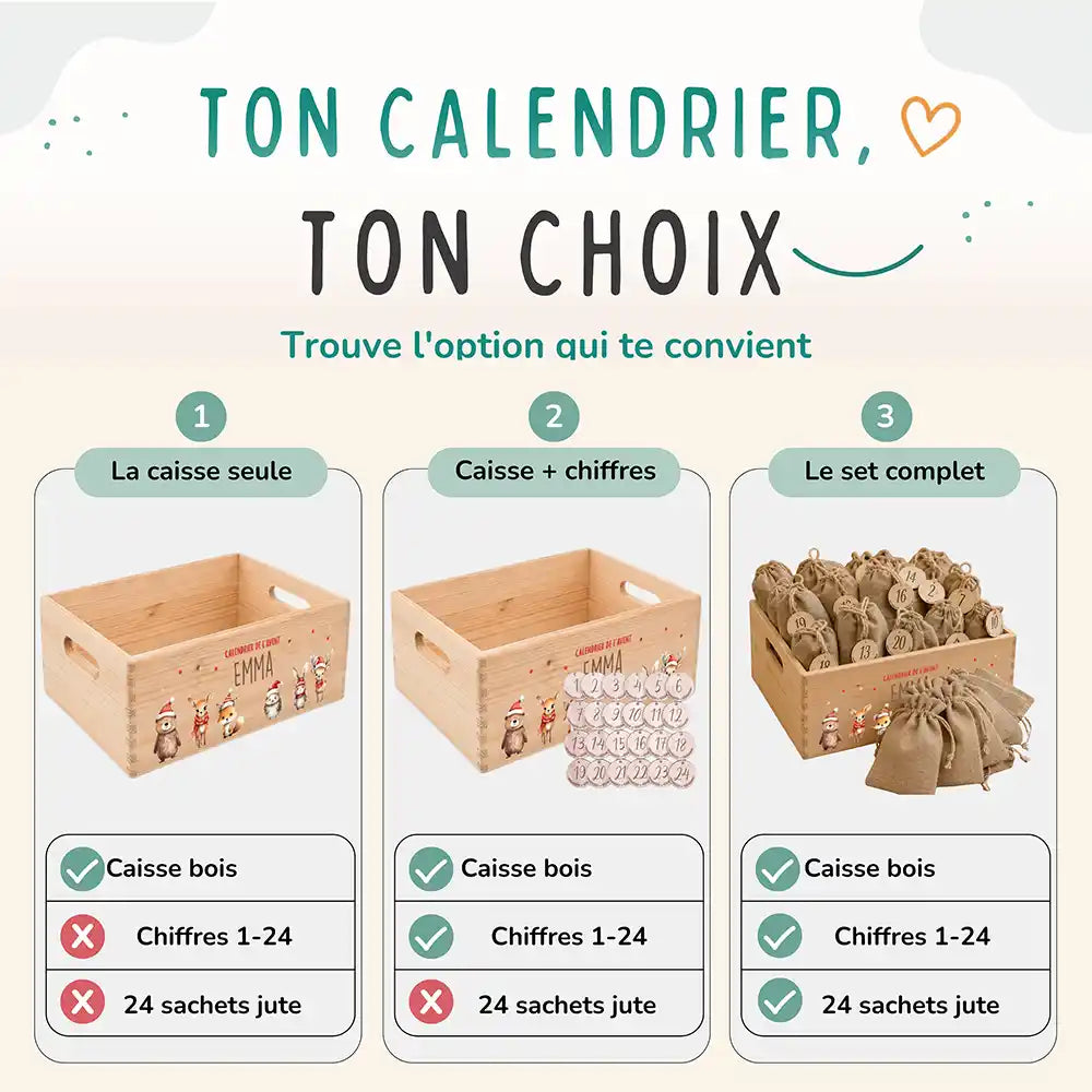 Calendrier de l'avent personnalisé, motif Défilé en bonnets — Les trois compositions au choix | Kidsmood
