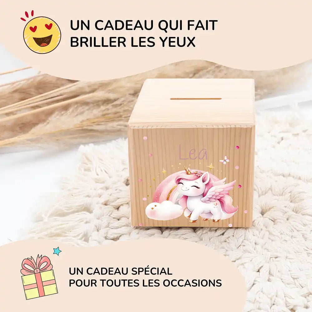 Tirelire personnalisée enfant pour un cadeau d'anniversaire, motif licorne — Kidsmood