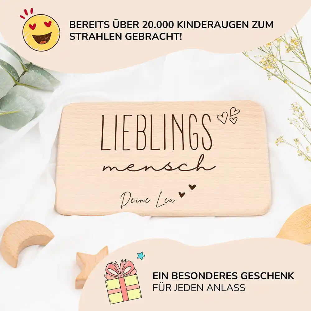 Frühstücksbrettchen Holz Lieblingsmensch aus Holz mit Gravur - Geschenk