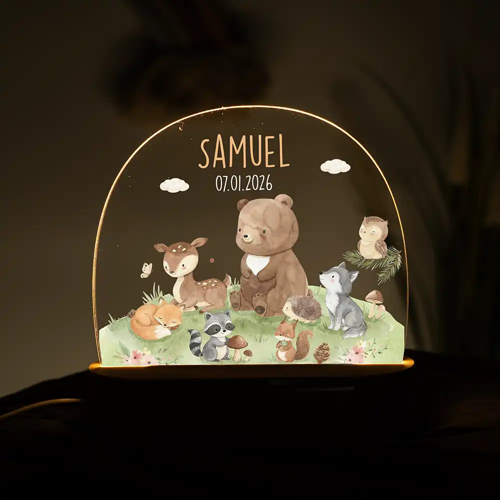 Nachtlicht Kinder personalisiert - Glückliche Waldfreunde