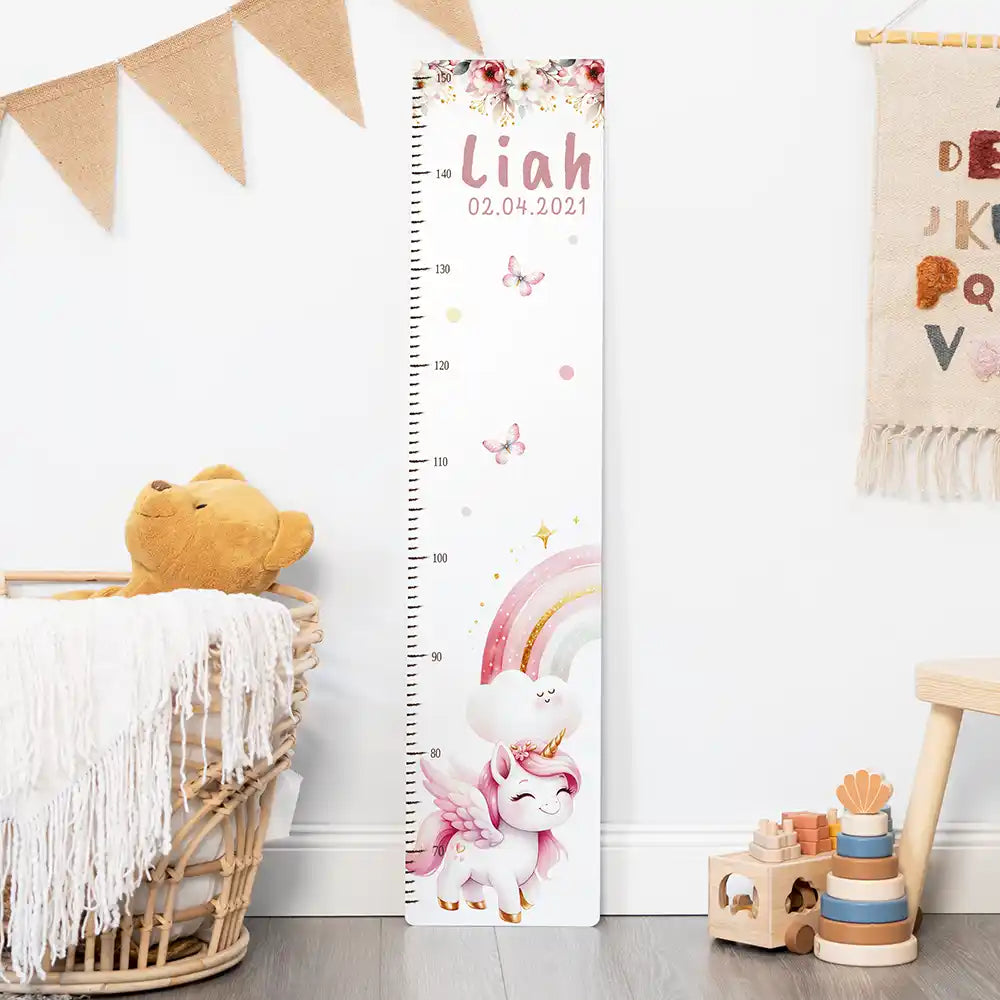 Messlatte Kinder Holz & Aluverbund - Einhorn