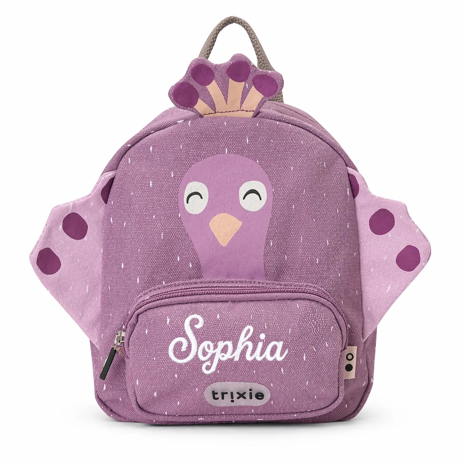 Sac à dos Paon, poche avant avec prénom brodé — Kidsmood