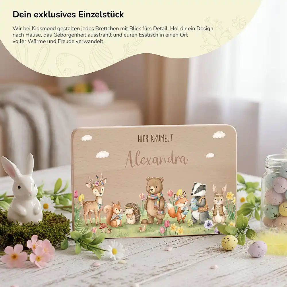 Frühstücksbrettchen Ostern - Tiere im Osterglück