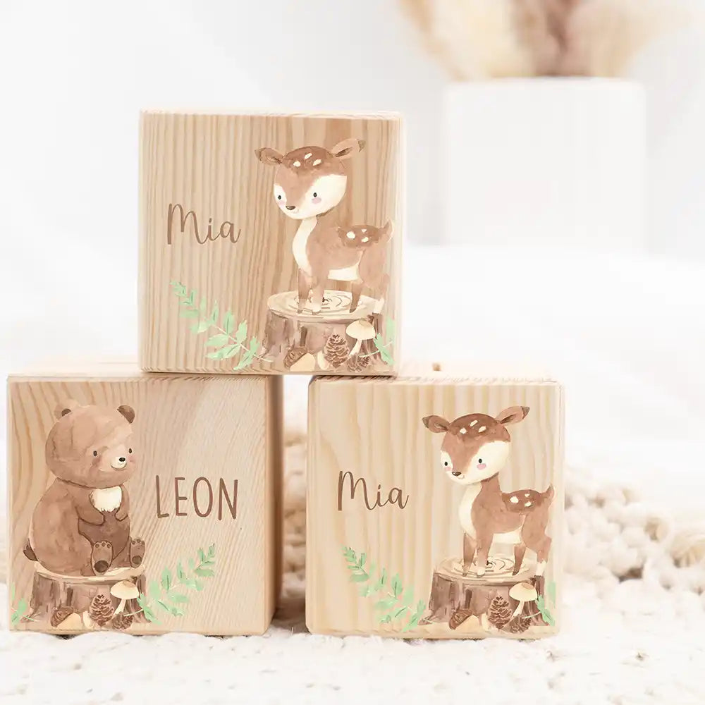 Tirelire personnalisée fille et garçon avec motif animalier biche et faon — Kidsmood