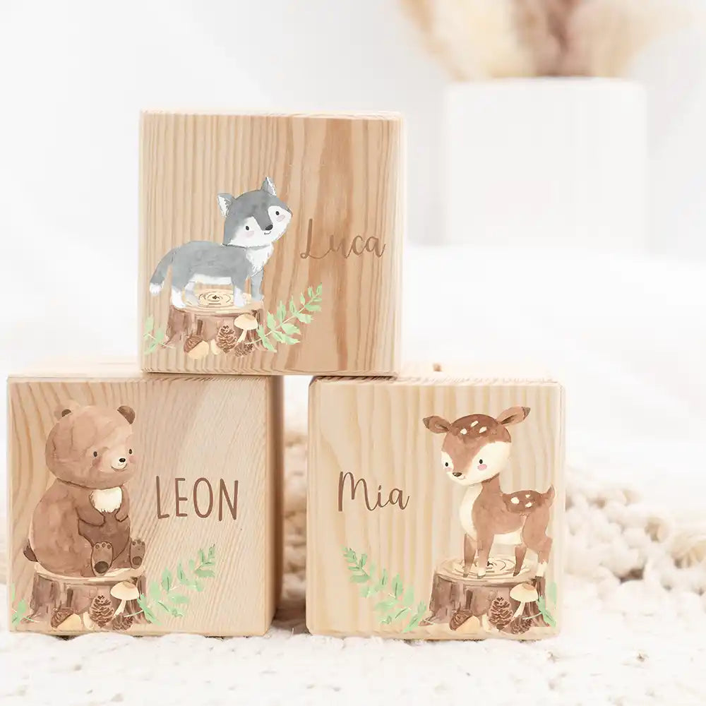 Tirelire personnalisée fille et garçon avec motif animalier loup — Kidsmood