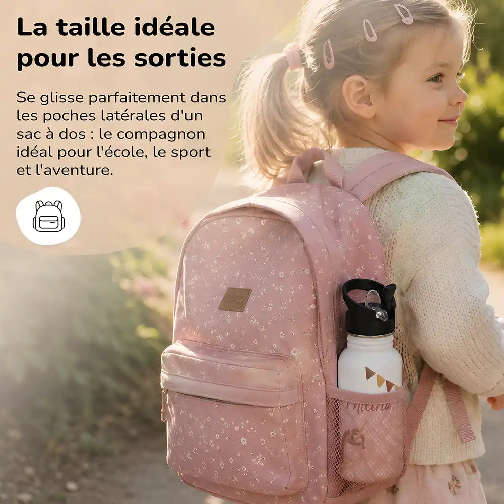 Cadeau personnalisé enfant : gourde motif Licorne et guirlande avec prénom — Kidsmood