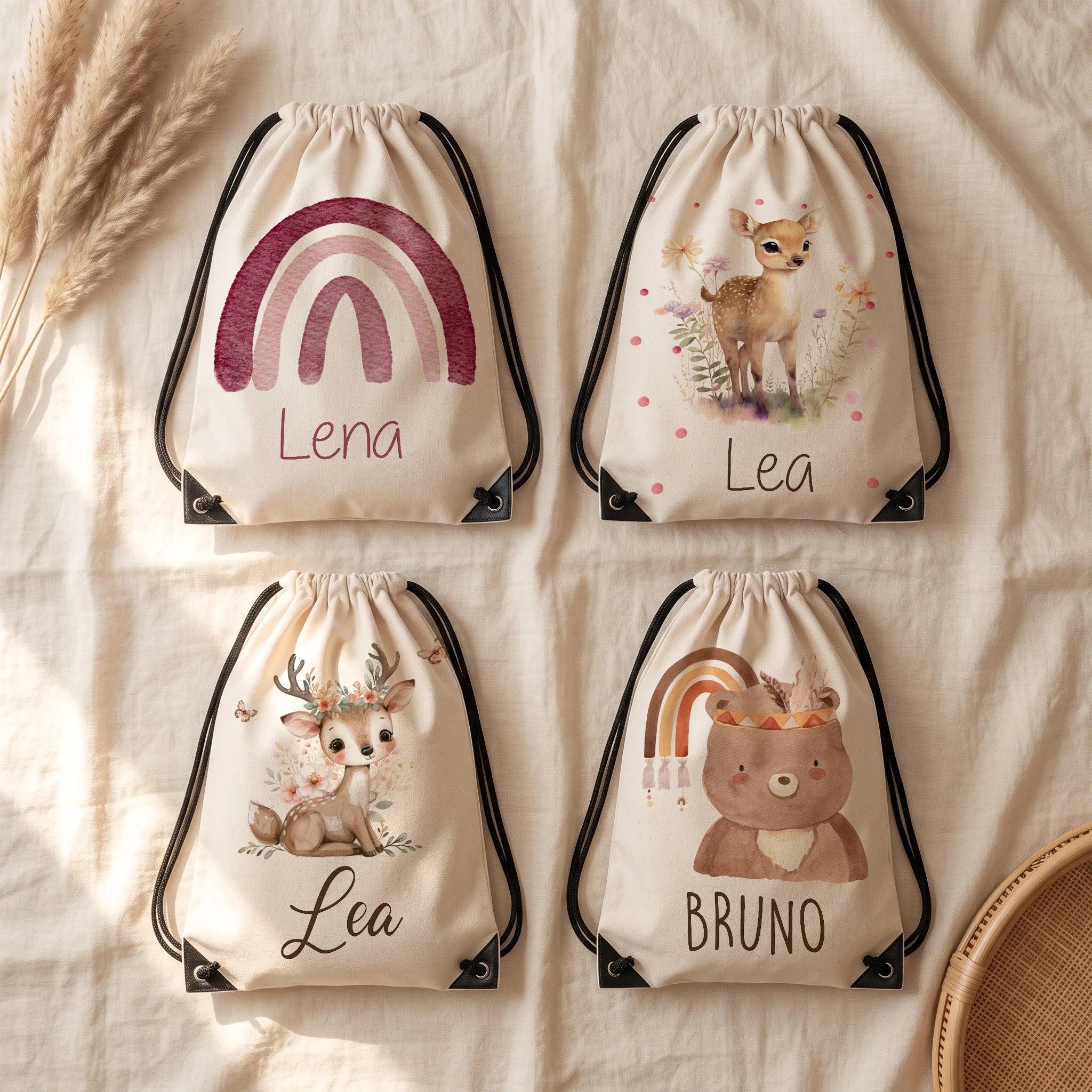 Quatre motifs de sac de sport enfant personnalisé au choix — Kidsmood