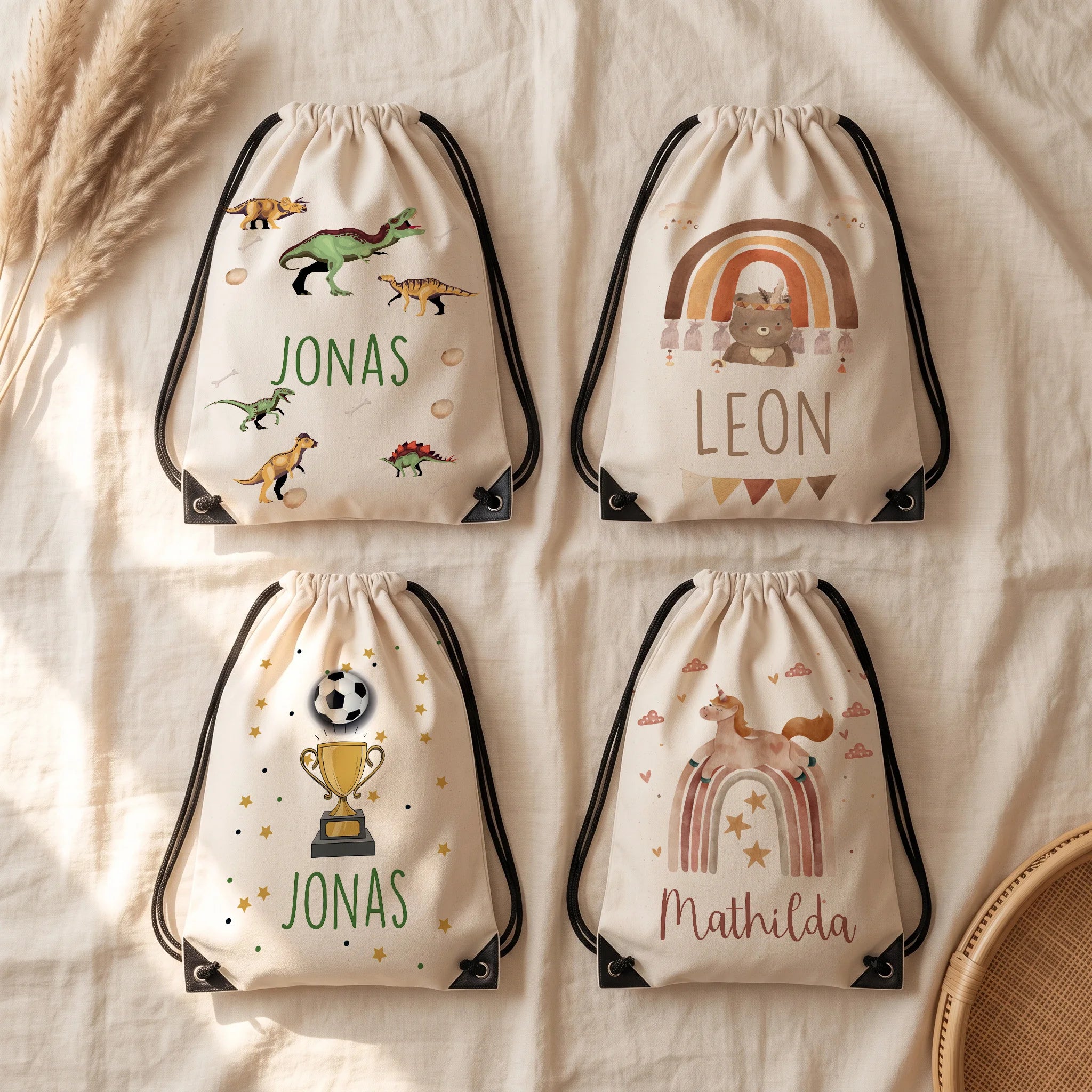 Quatre motifs de sac de sport enfant personnalisé au choix — Kidsmood