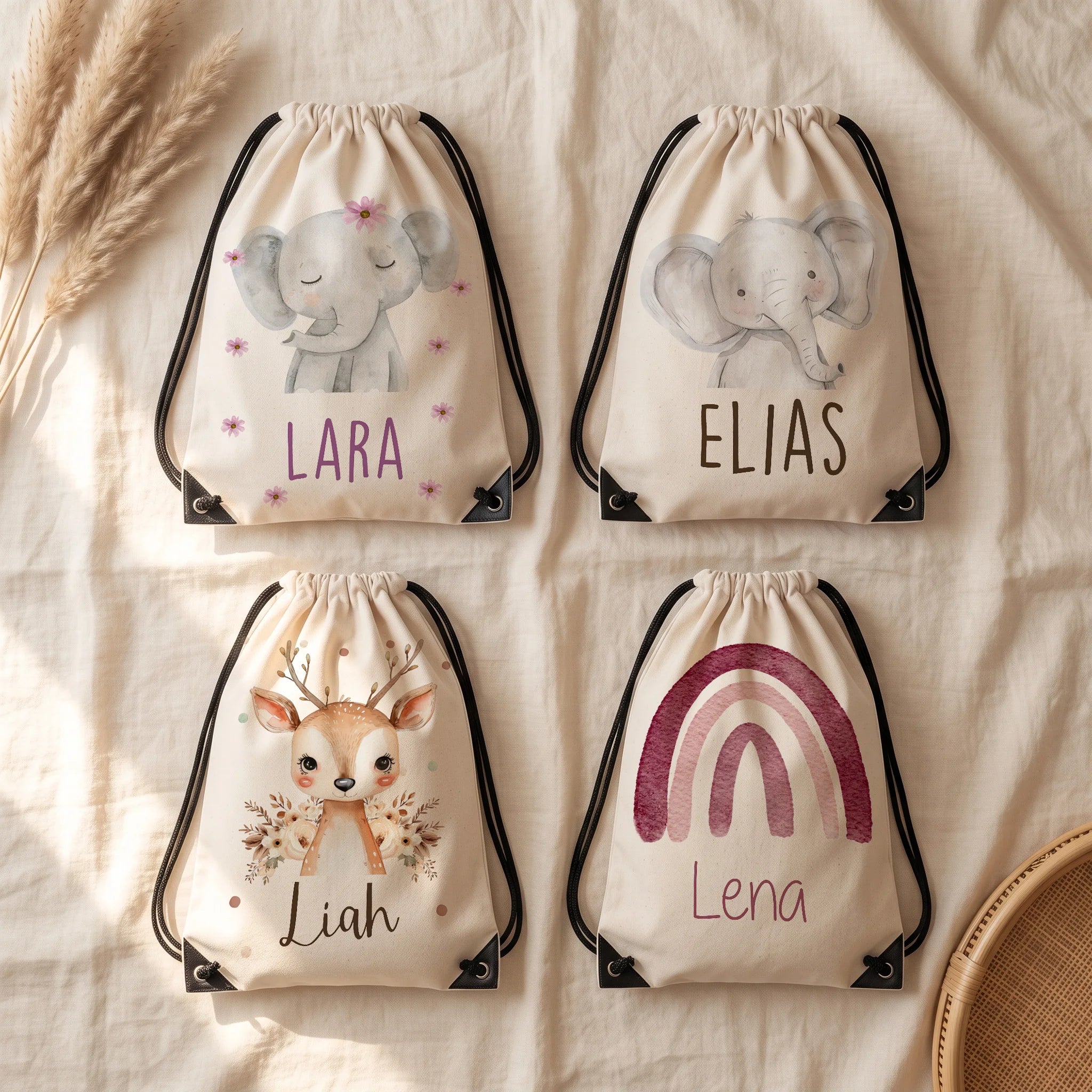 Quatre motifs de sac de sport enfant personnalisé au choix — Kidsmood