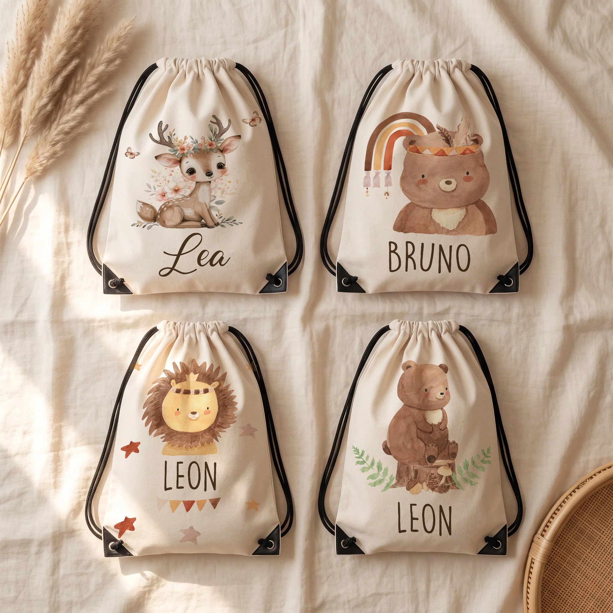 Quatre motifs de sac de sport enfant personnalisé au choix — Kidsmood