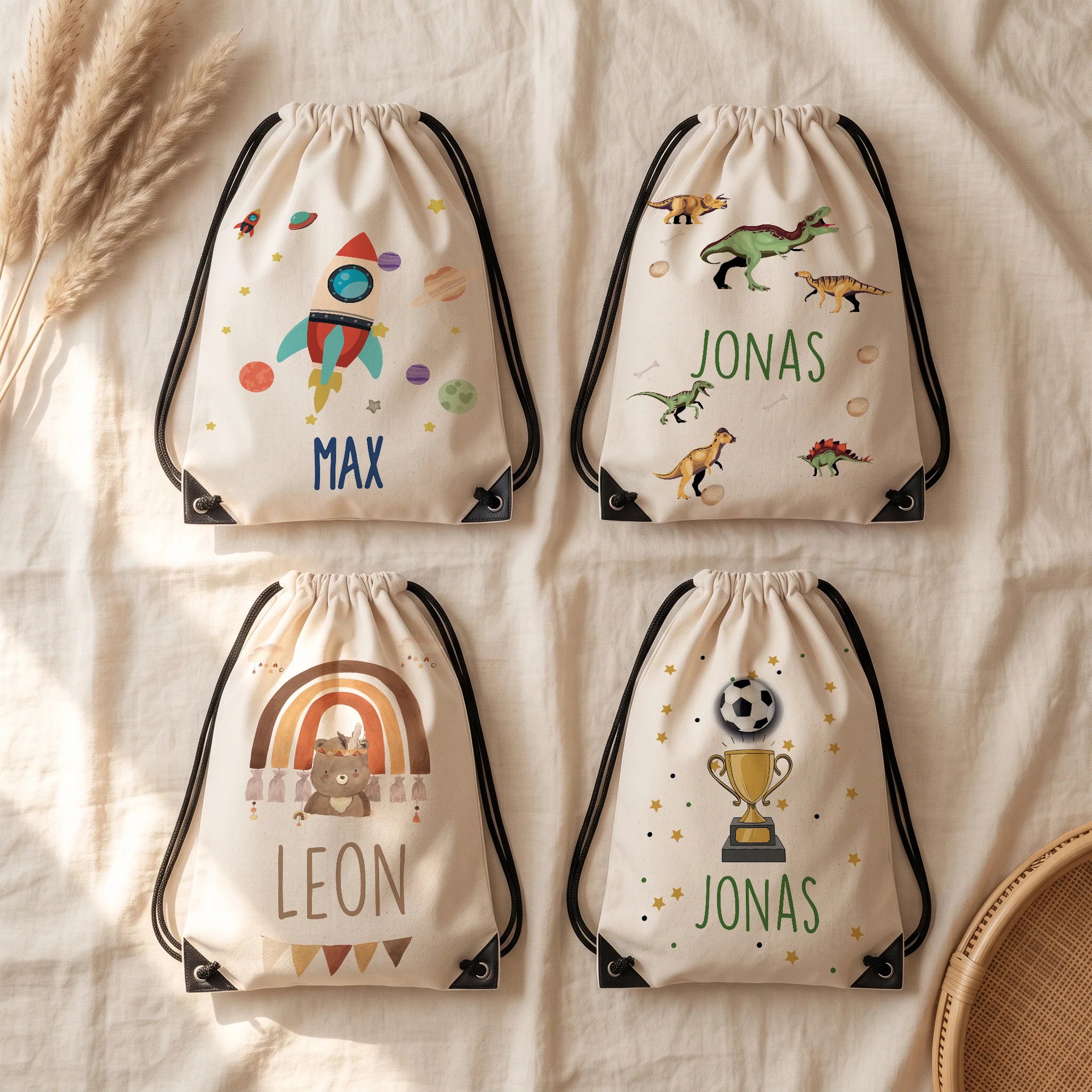 Quatre motifs de sac de sport enfant personnalisé au choix — Kidsmood