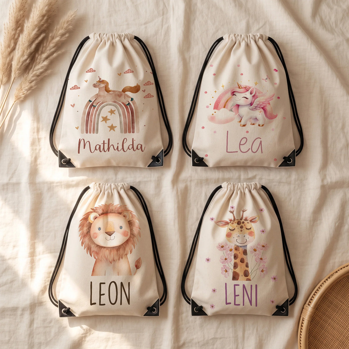 Quatre motifs de sac de sport enfant personnalisé au choix — Kidsmood